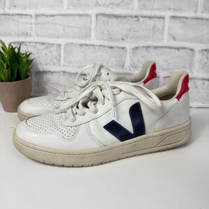 Veja Campo White Sneakers Red and Navy Size Mens 8 Womens 9.5